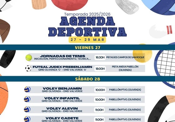 Agenda deportiva del fin de semana