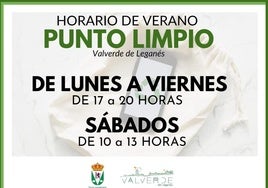 El punto limpio cambia al horario de verano