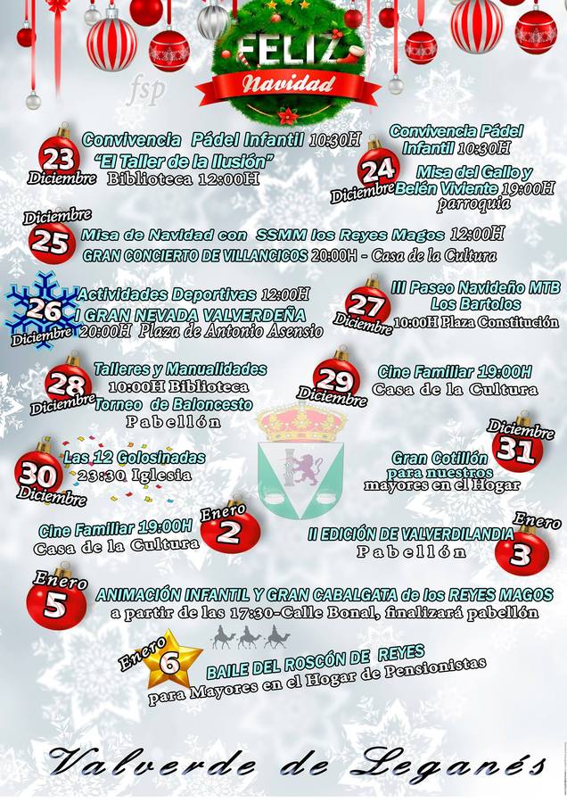 Cartel publicado sobre la programación navideña