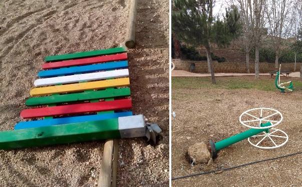Daños en el parque de la Fontanina y en el de las Piletas