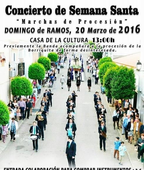 El próximo día 20, Domingo de Ramos, concierto de la Asociación Cultural Banda de Música