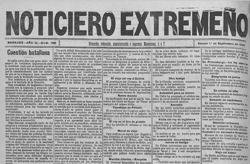 Portada del Noticiero Extremeño