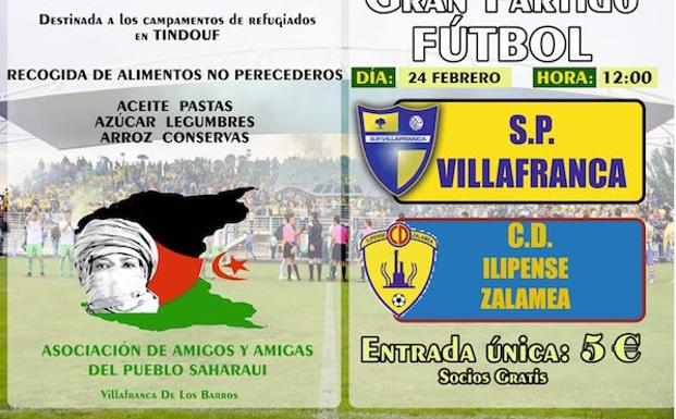 Cartel anunciador de la Campaña Caravana por la Paz 2019 y del partido de fútbol. 