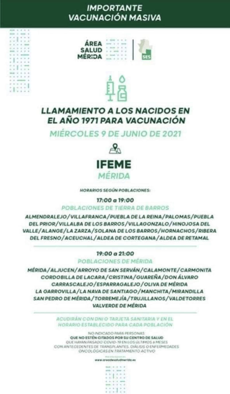 Vacunación para los nacidos en el 1971