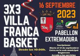 3X3 Villafranca Basket el próximo 16 de septiembre