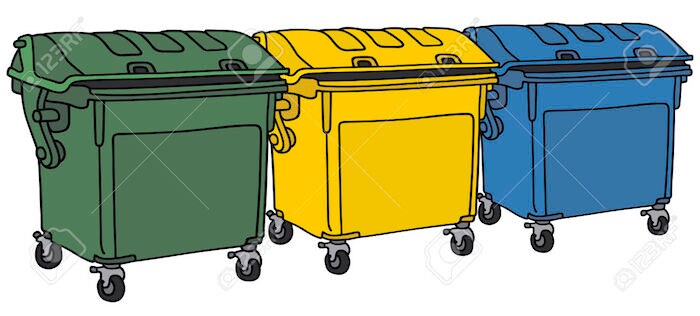 Contenedores de basura para la recogida de limpieza viaria. 