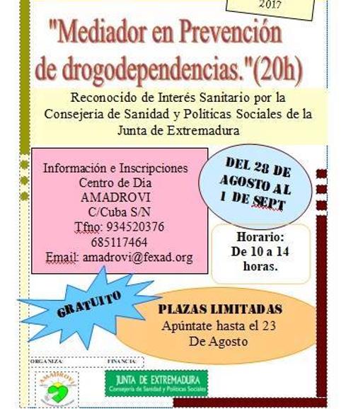 AMADROVI oferta un curso gratuito de mediador en prevención de drogodependencias