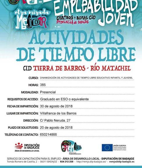 Cartel describiendo los requisitos para para participar en el curso. 