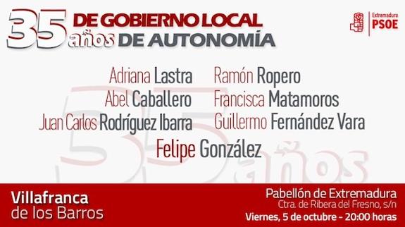 Lastra y Felipe González estarán el viernes en Villafranca en un acto por los 35 años de autonomía