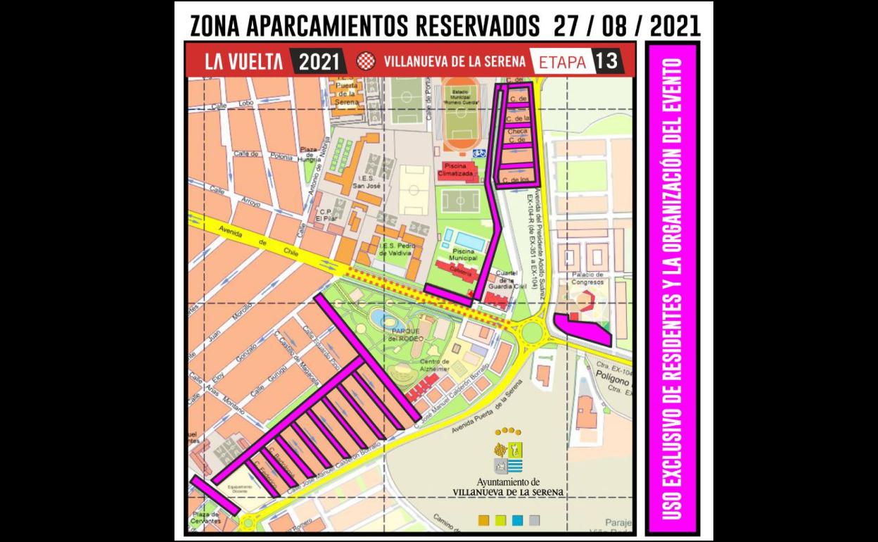 Los aparcamientos de la piscina y del Parque El Rodeo serán solo para residentes con motivo de la Vuelta ciclista