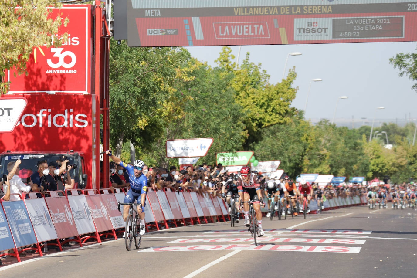 Christian Eiking, ganador de la etapa en Villanueva de la Serena. 