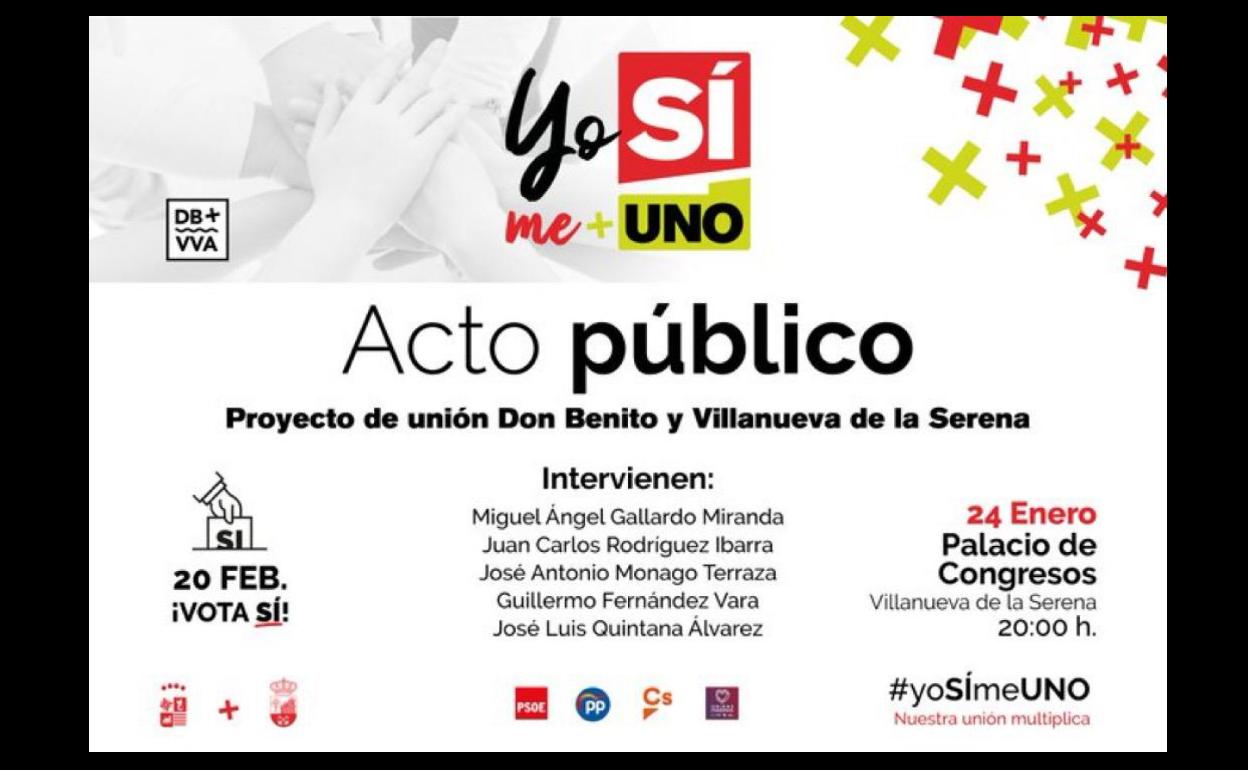 Los tres presidentes autonómicos asisten a un acto público por la unión Don Benito-Villanueva