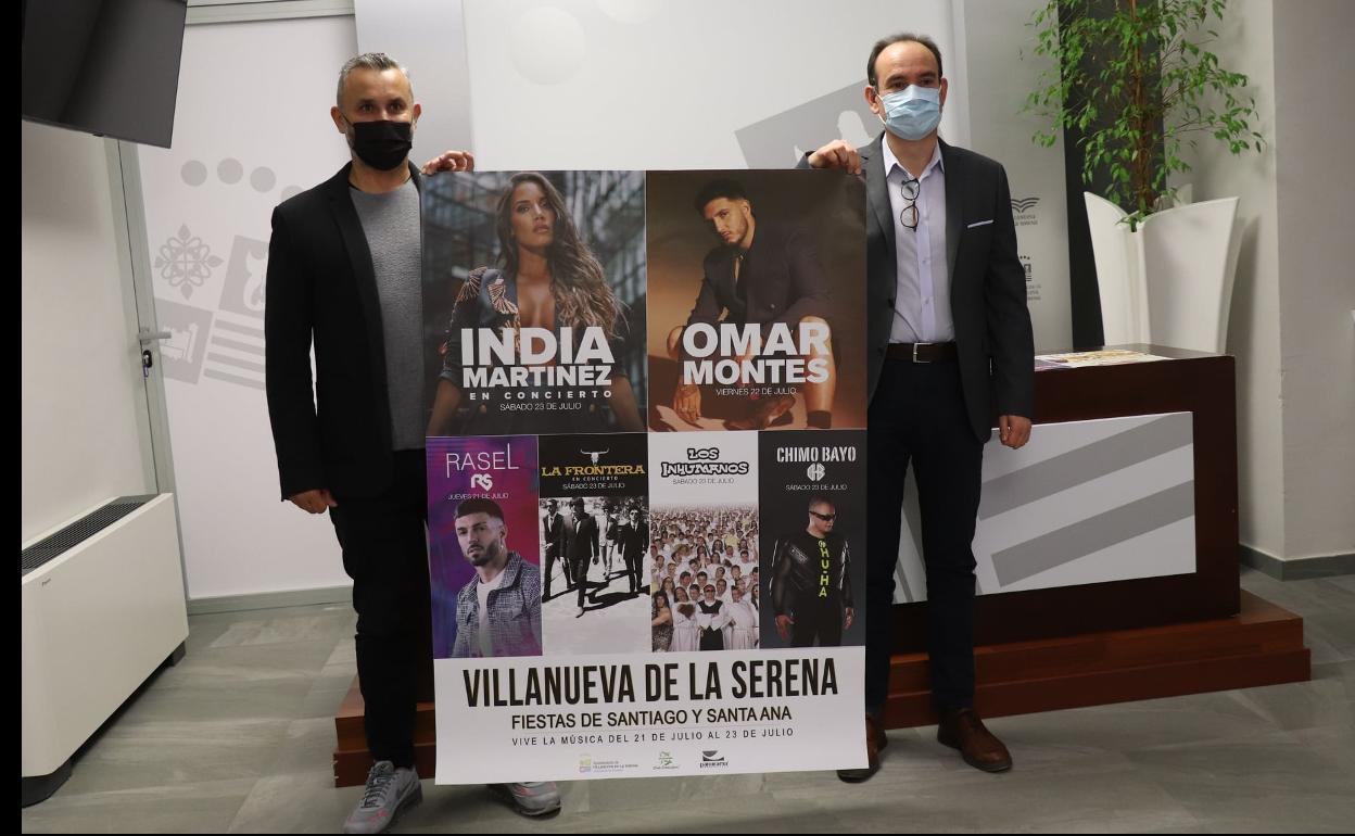 Manuel Fernández y David Babiano presentan el cartel de concierto de Santiaguito. 