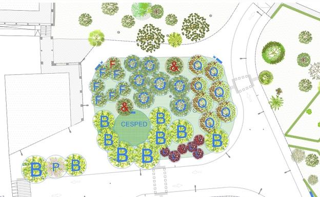 Plano de las obras en la Plaza de España de Entrerrios. 