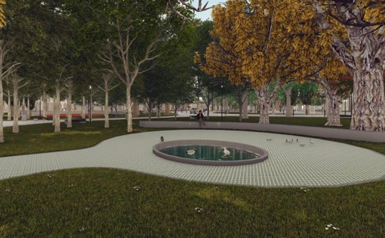 Aspecto que tendrá a Plaza de España de Entrerríos tras la remodelación. 