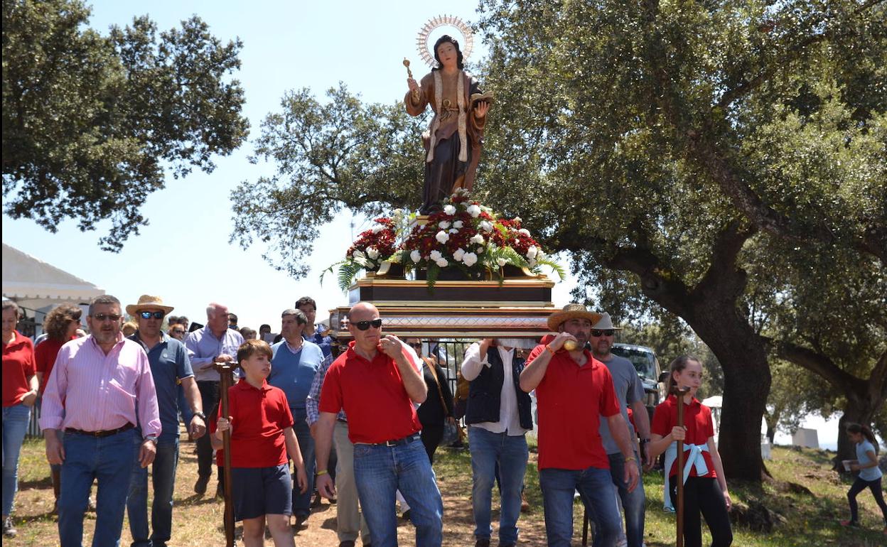 Procesión con el patrón San Ginés de la Jara, romeria de 2019. 