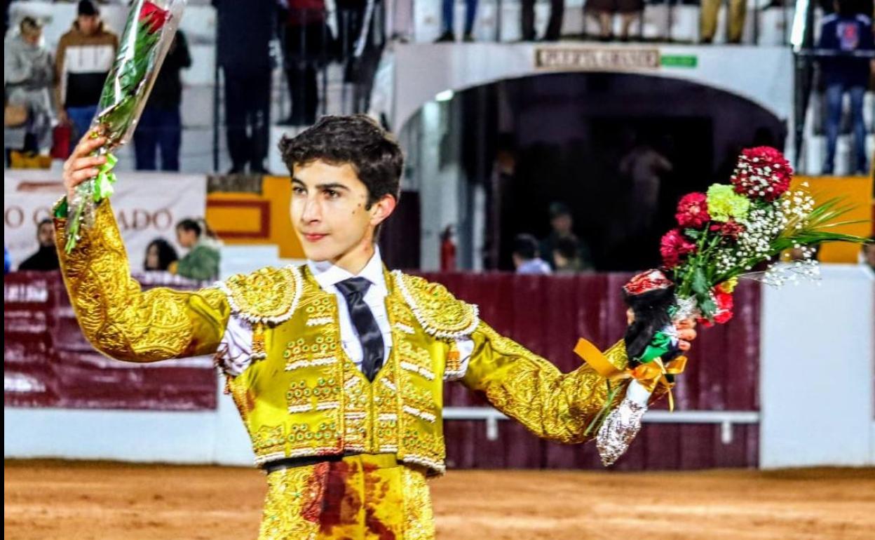 Manuel Perera en su debut con picadores en Olivenza, en 2020.