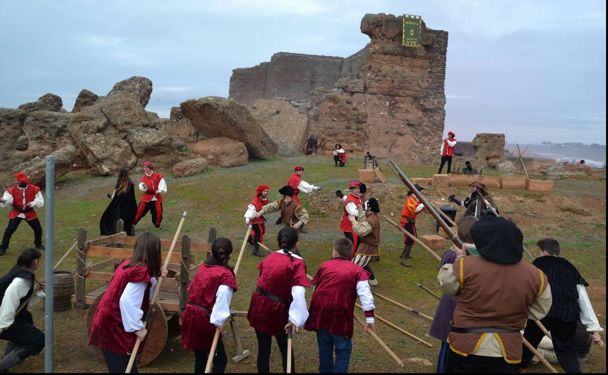 Recreación del asedio al Castillo de Villanueva por el ejército portugués. 