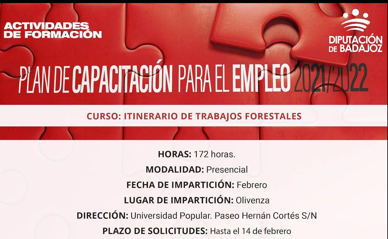 Los vecinos de la localidad podrán realizar la acción formativa de 'Itinerarios de trabajos forestales' en Olivenza