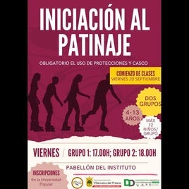 Abiertas las inscripciones para la Escuela Municipal de Patinaje