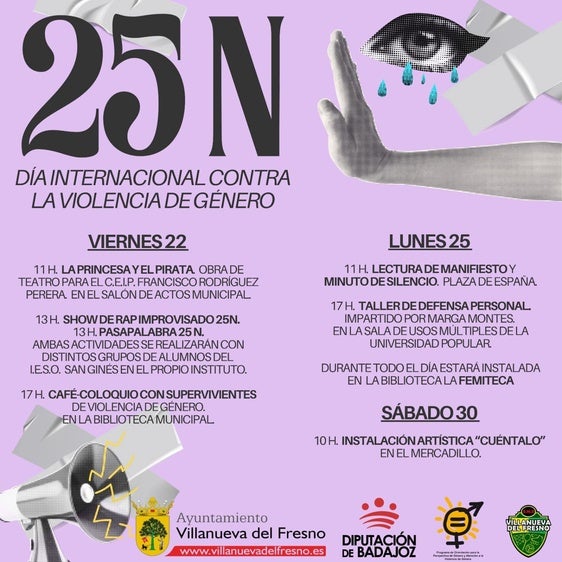 Los actos del 25N Día Contra la Violencia de Género incluirán actividades para todas las edades