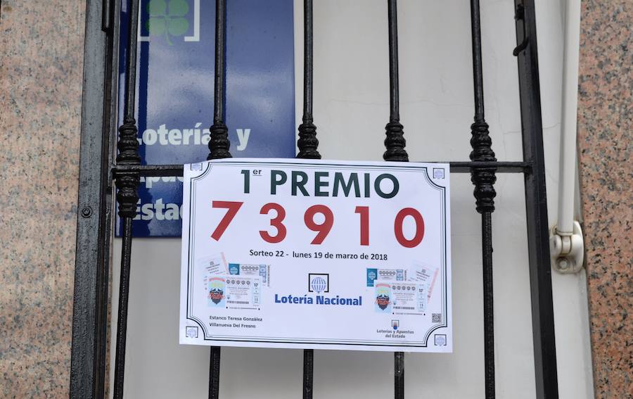 Cartel del primer premio vendido. A.P