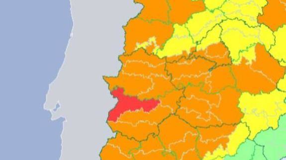 Mapa de la alerta roja. AEMET