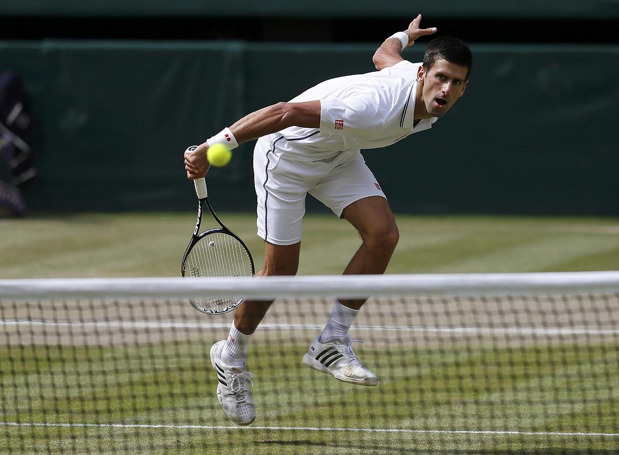 Djokovic realiza una volea de revés.