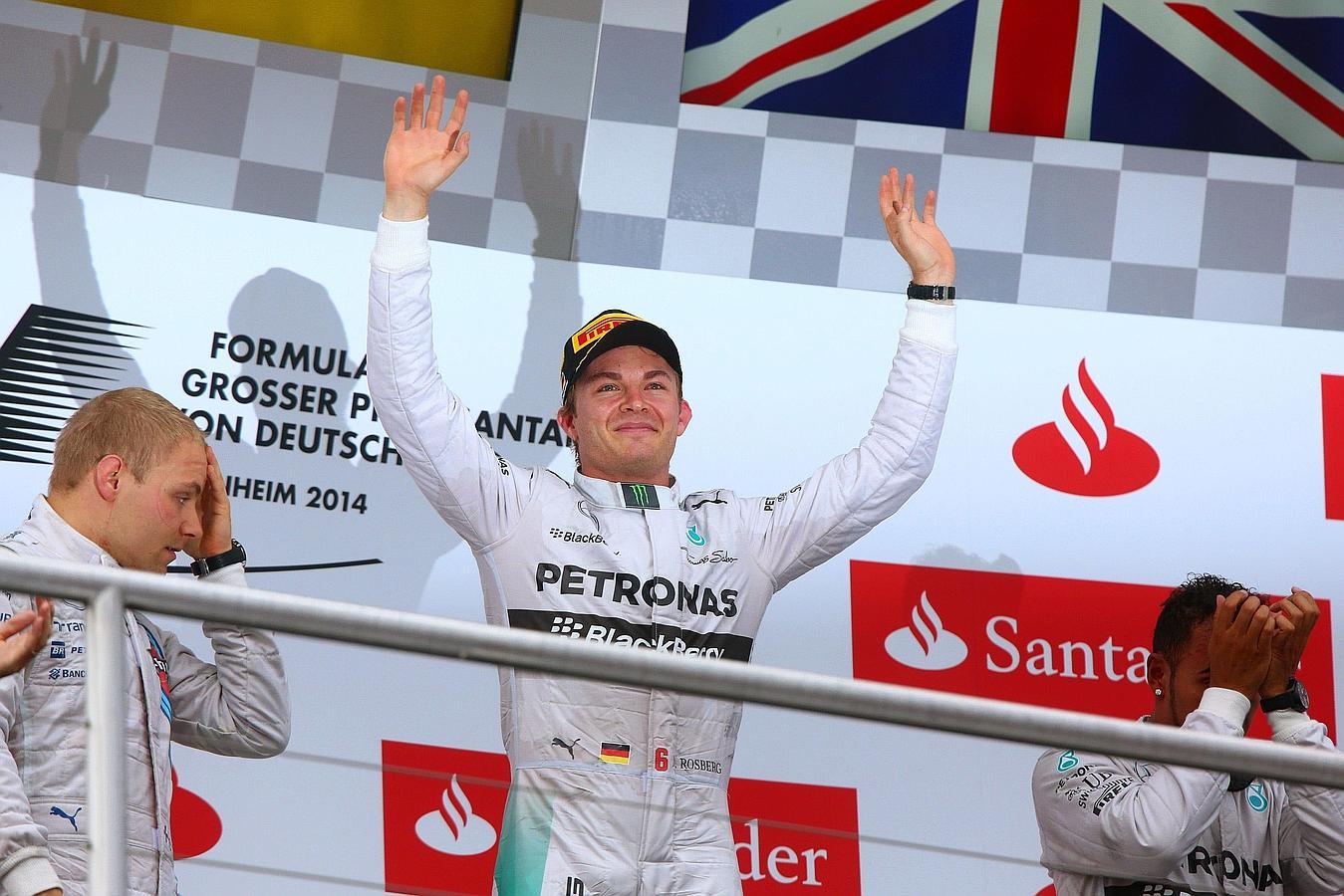 Nico Rosberg celebra la victoria en el Gran Premio de Hockenheim