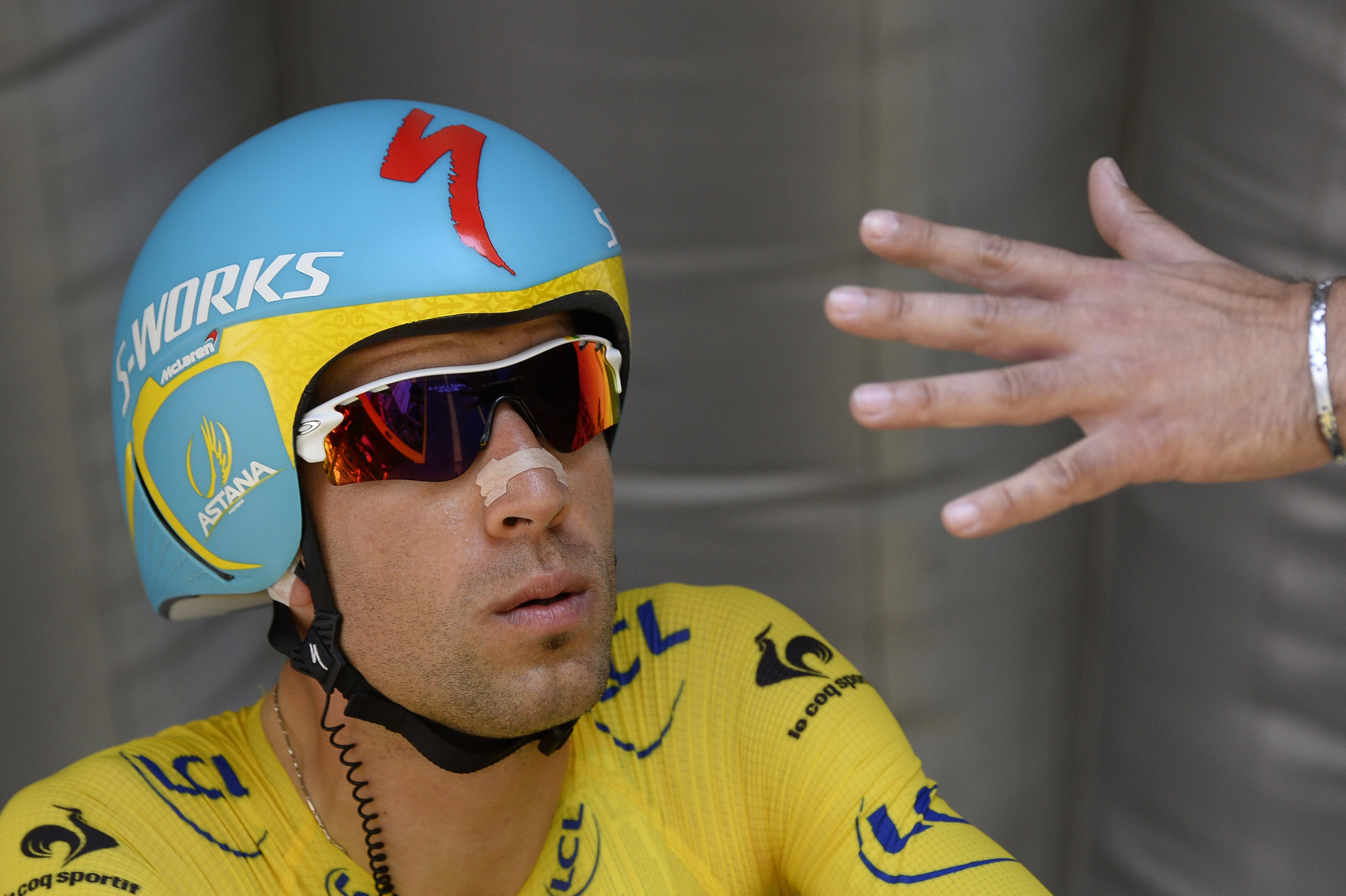 Nibali, antes de disputar la contrarreloj.
