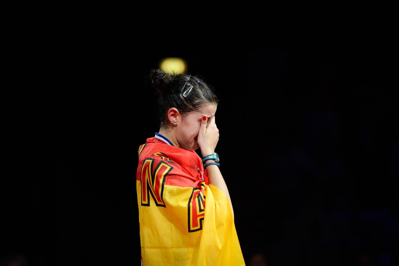 Domingo, 31 de agosto. La española Carolina Marín gana ante la china Li Xuerui, número uno, la final femenina del Campeonato Mundial de Bádminton en Copenhague. Foto: Agencias.