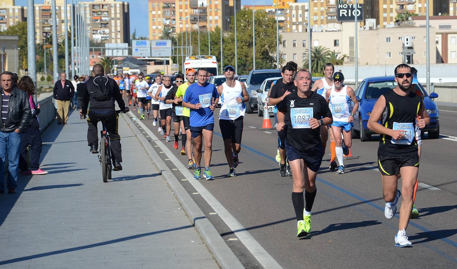 Durante el recorrido de la Media Maratón Elvas-Badajoz