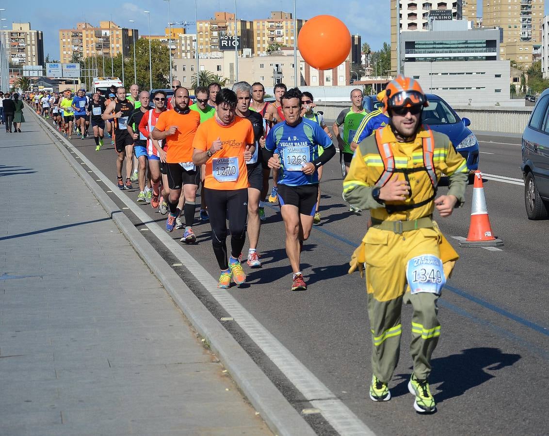Durante el recorrido de la Media Maratón Elvas-Badajoz