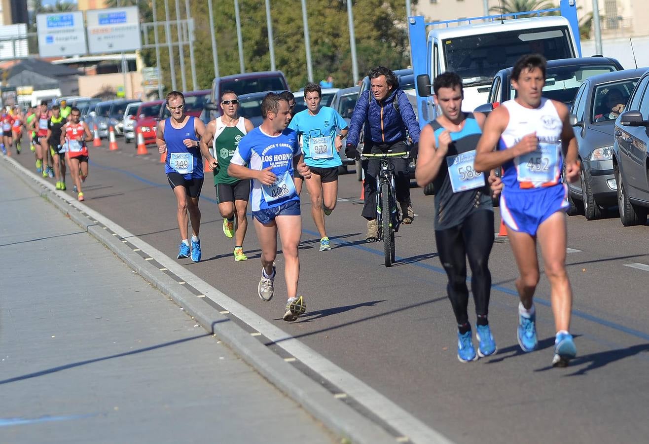 Durante el recorrido de la Media Maratón Elvas-Badajoz