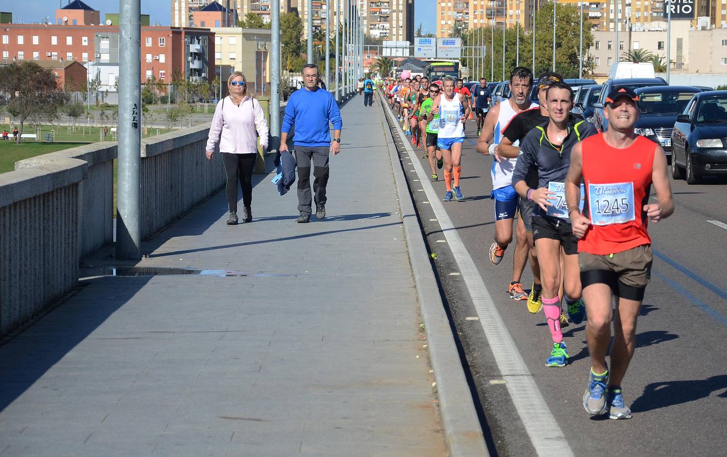 Durante el recorrido de la Media Maratón Elvas-Badajoz