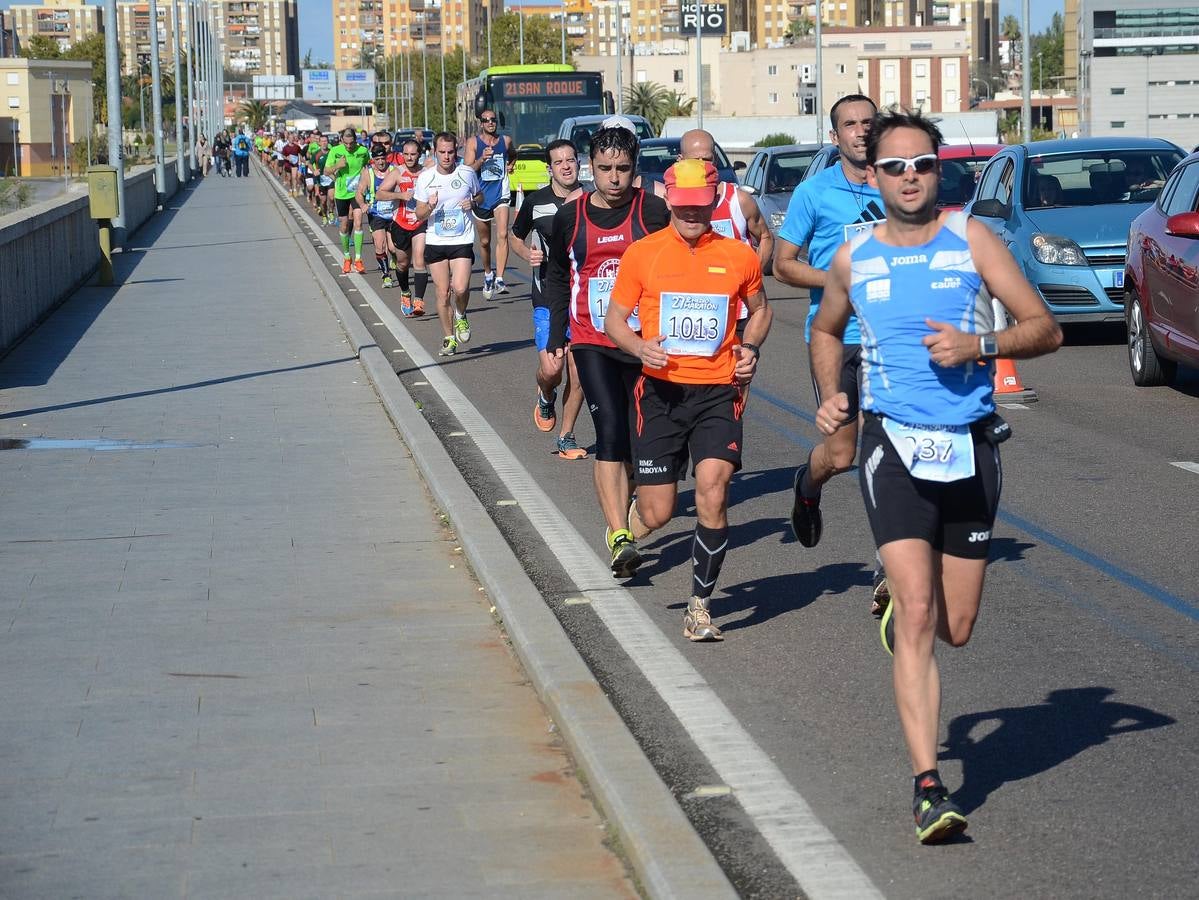 Durante el recorrido de la Media Maratón Elvas-Badajoz