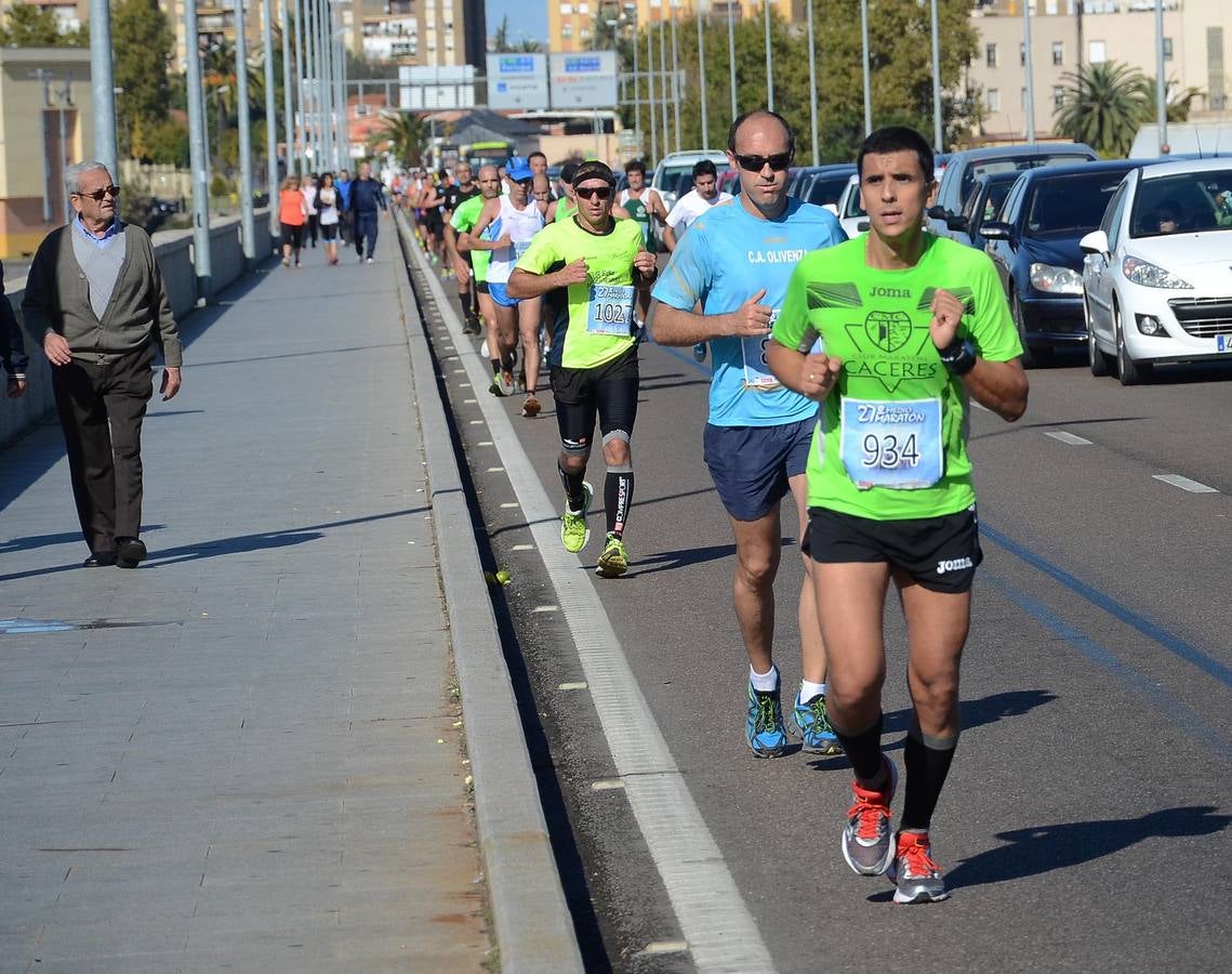 Durante el recorrido de la Media Maratón Elvas-Badajoz