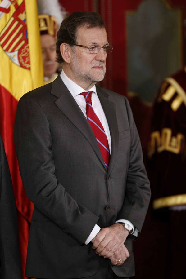 El presidente del Gobierno, Mariano Rajoy, durante el discurso del presidente del Congreso.