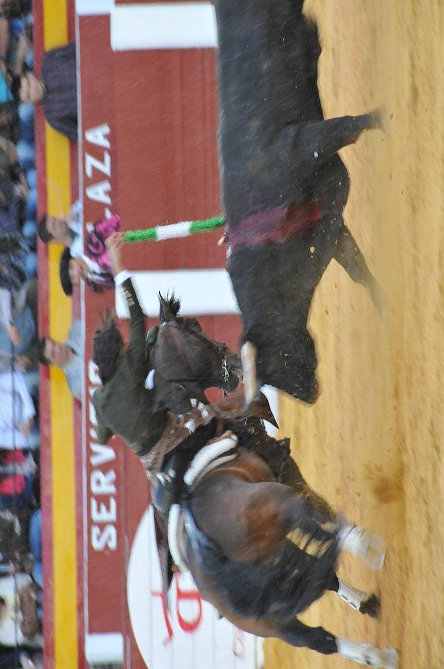 Chaparrón de orejas en Plasencia en una tarde de rejones pasada por agua