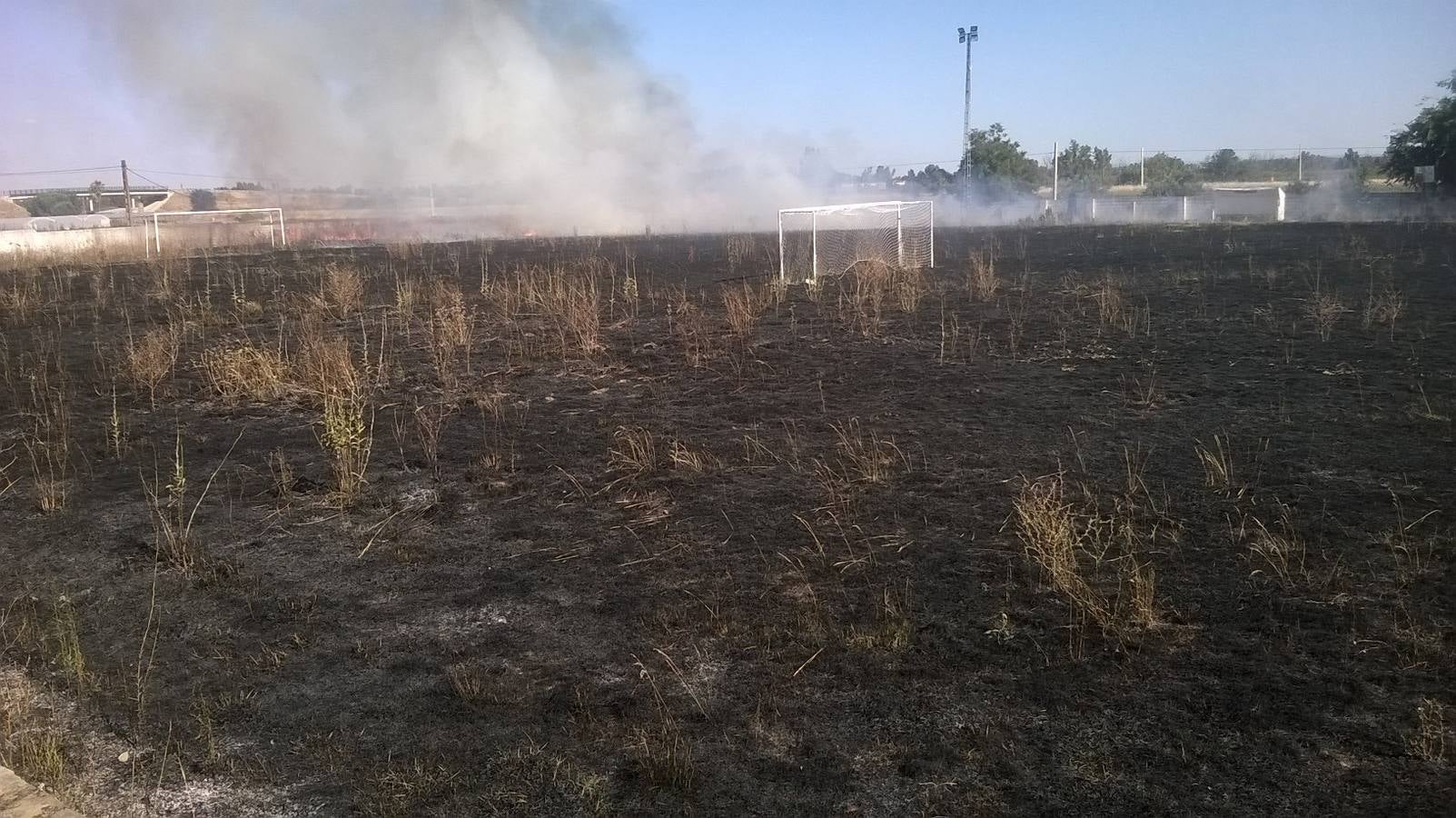 Los dos campos de fútbol de Novelda del Guadiana, pasto de las llamas tras el abandono