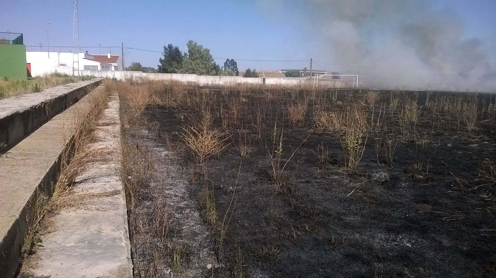 Los dos campos de fútbol de Novelda del Guadiana, pasto de las llamas tras el abandono