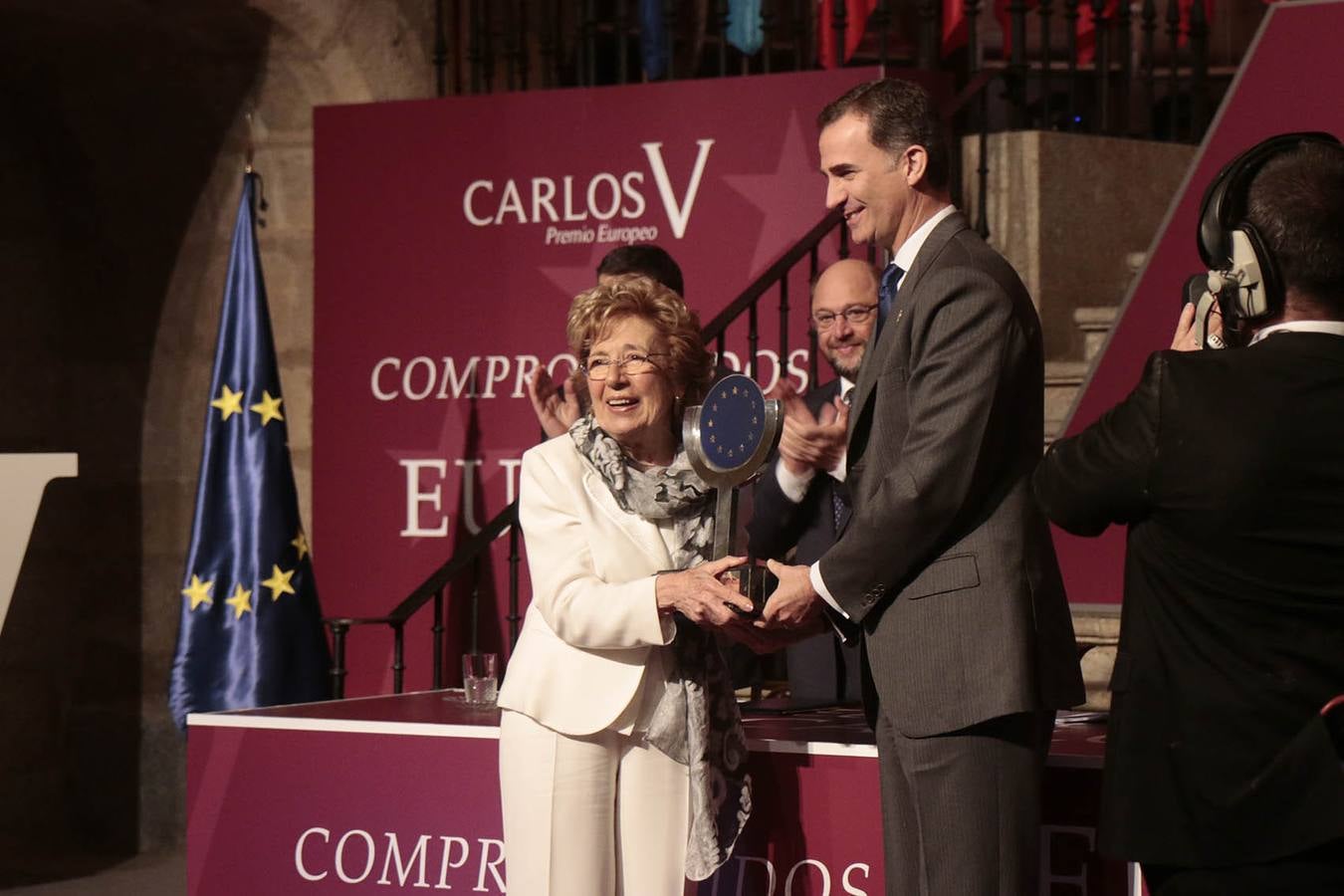 Lunes, 9 de mayo: La galardonada con el Premio Carlos V, Sofia Corradi, defendió el programa Erasmus como un "instrumento en pro de la paz" Fotografías: Andy Solé