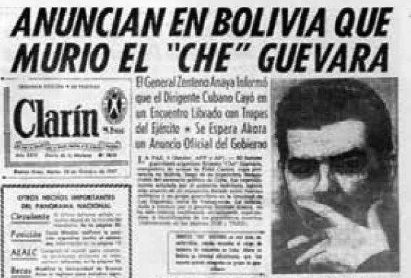 Anuncio de la muerte del Che en el diario argentino Clarín.