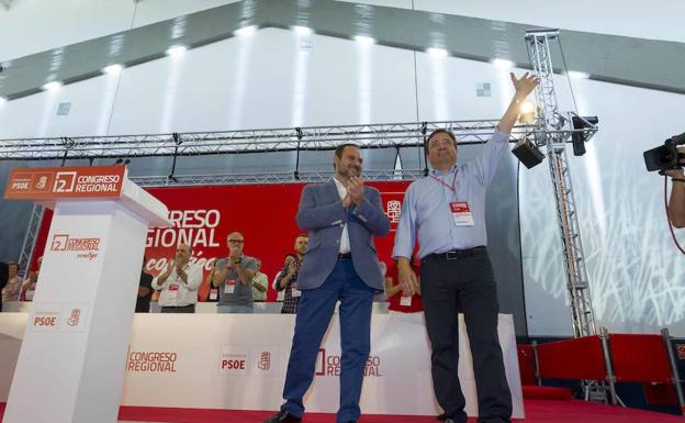 José Luis Ábalos y Guillermo Fernández Vara, esta mañana en Mérida