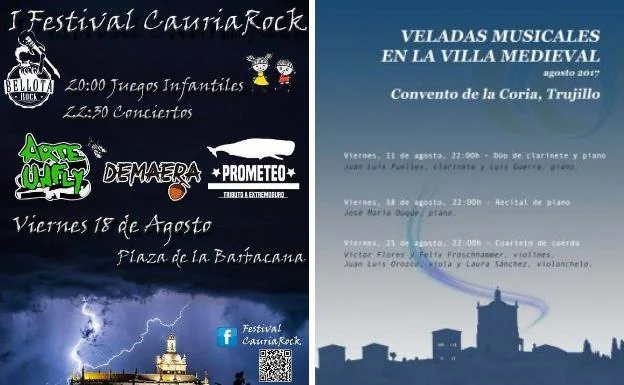 Cartel de Cauria Rock y de las Veladas Musicales.