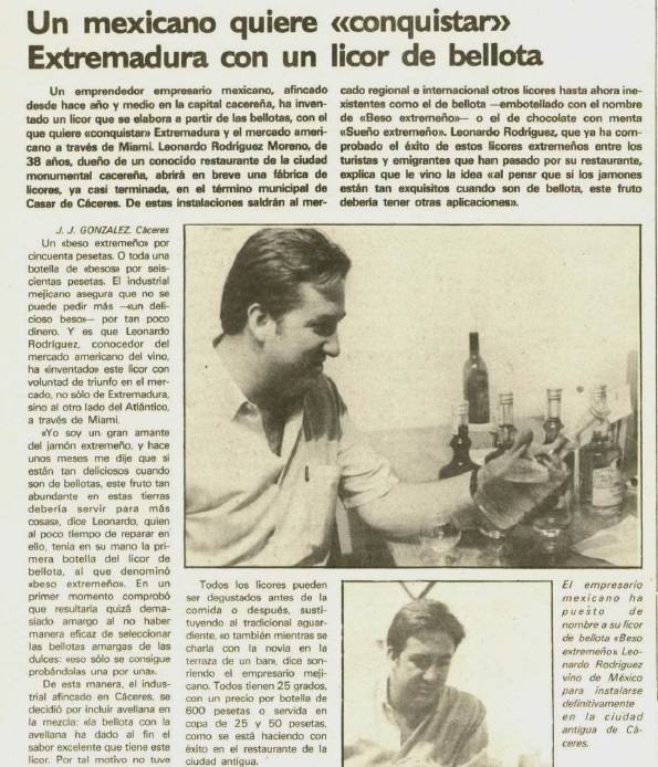 Noticia del 'invento' del Beso Extremeño, en el Diario HOY, el 27 de agosto de 1987