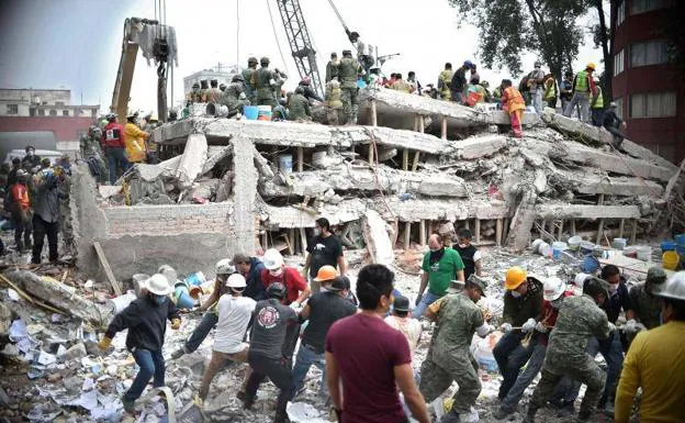 Resultados del terremoto en México.