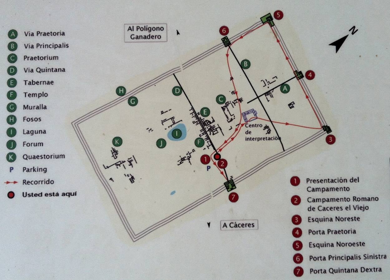 6-Panel del Centro de Interpretación de Cáceres El Viejo, que ocupa menos de la mitad del yacimiento arqueológico