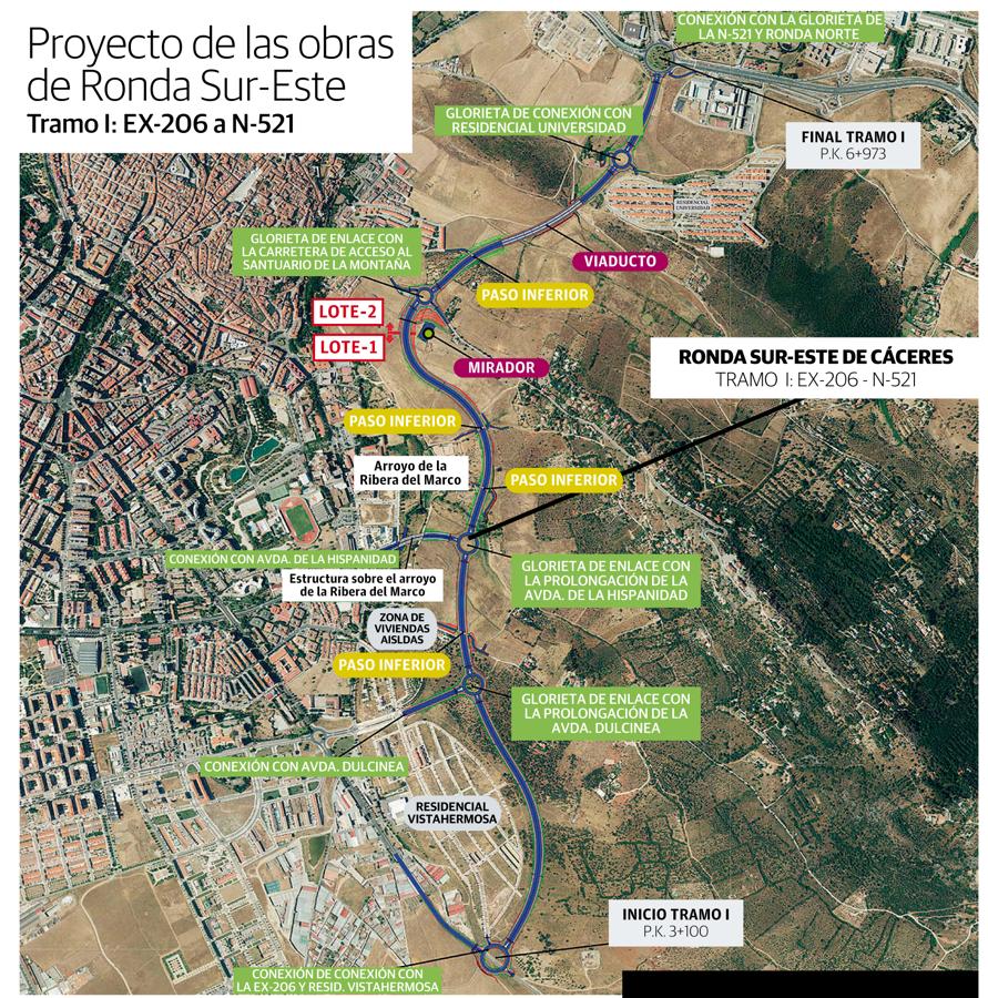 Trazado de la Ronda Sur-Este de Cáceres