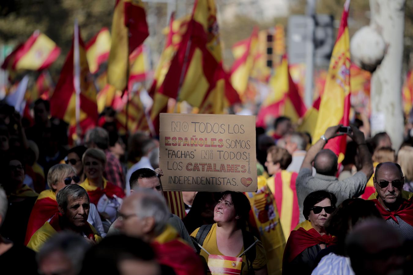 La marcha convocada por Societat Civil Catalana bajo el lema 'Tots som Catalunya. Per la convivència, seny!